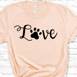 New Love Paw Pet Lover Dog Love Cat Love L Large Bella Canvas Graphic T-shirt